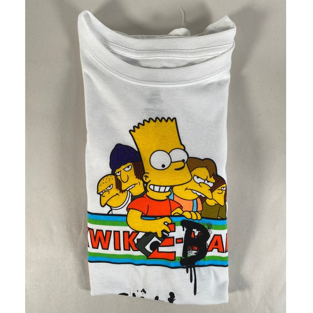 VTG Bart Simpson Kwik E Bart Large White Long Sleeve T Shirt The Simpsons